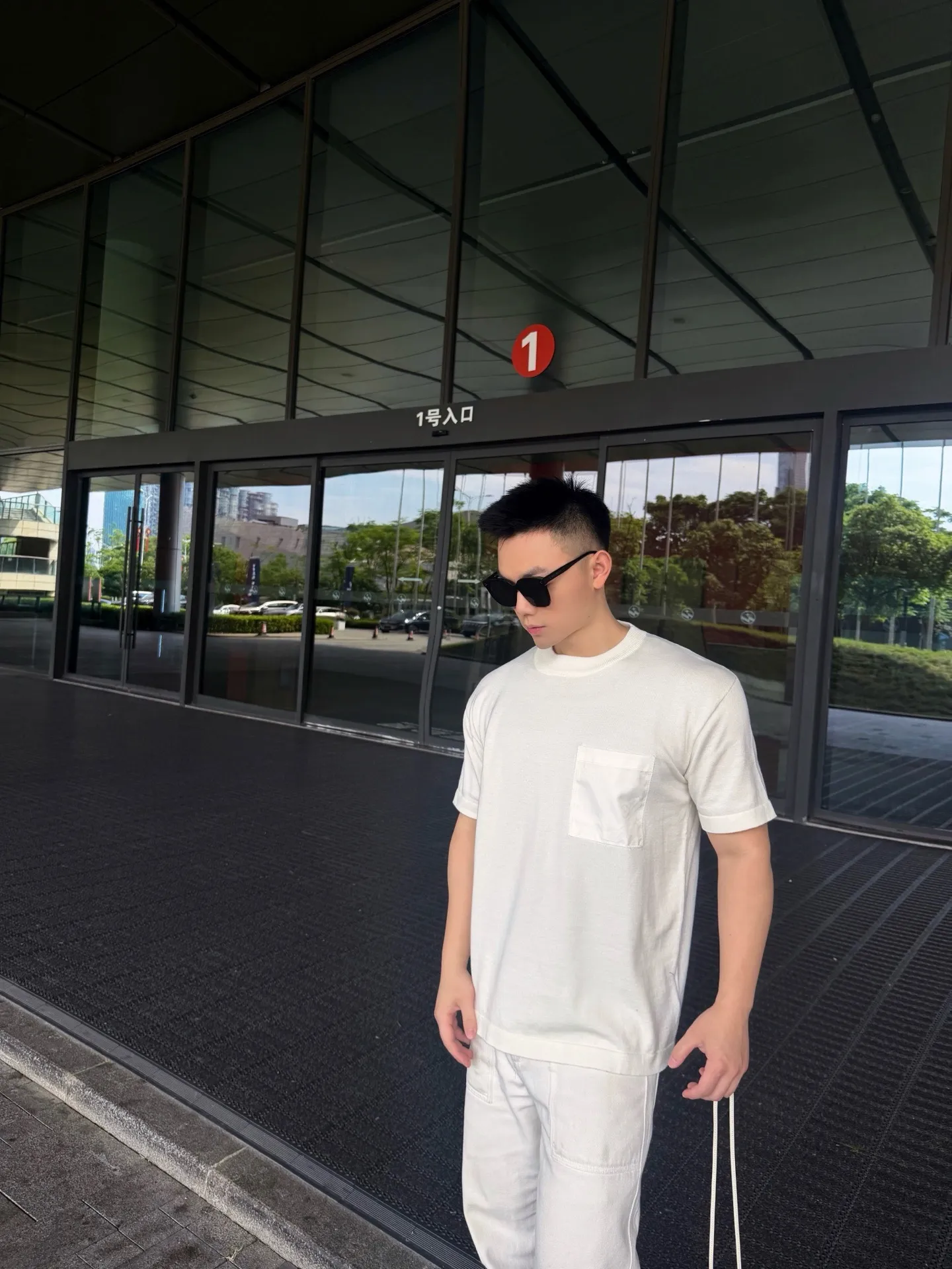 Louis Vuitton/Louis Vuitton presbyopic nylon patch pocket knitted short sleeves